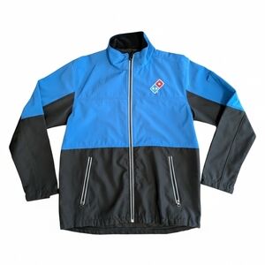 Domino's Pizza Softshell Jacket Medium Blue Black Uniform Workwear Fleece Lined